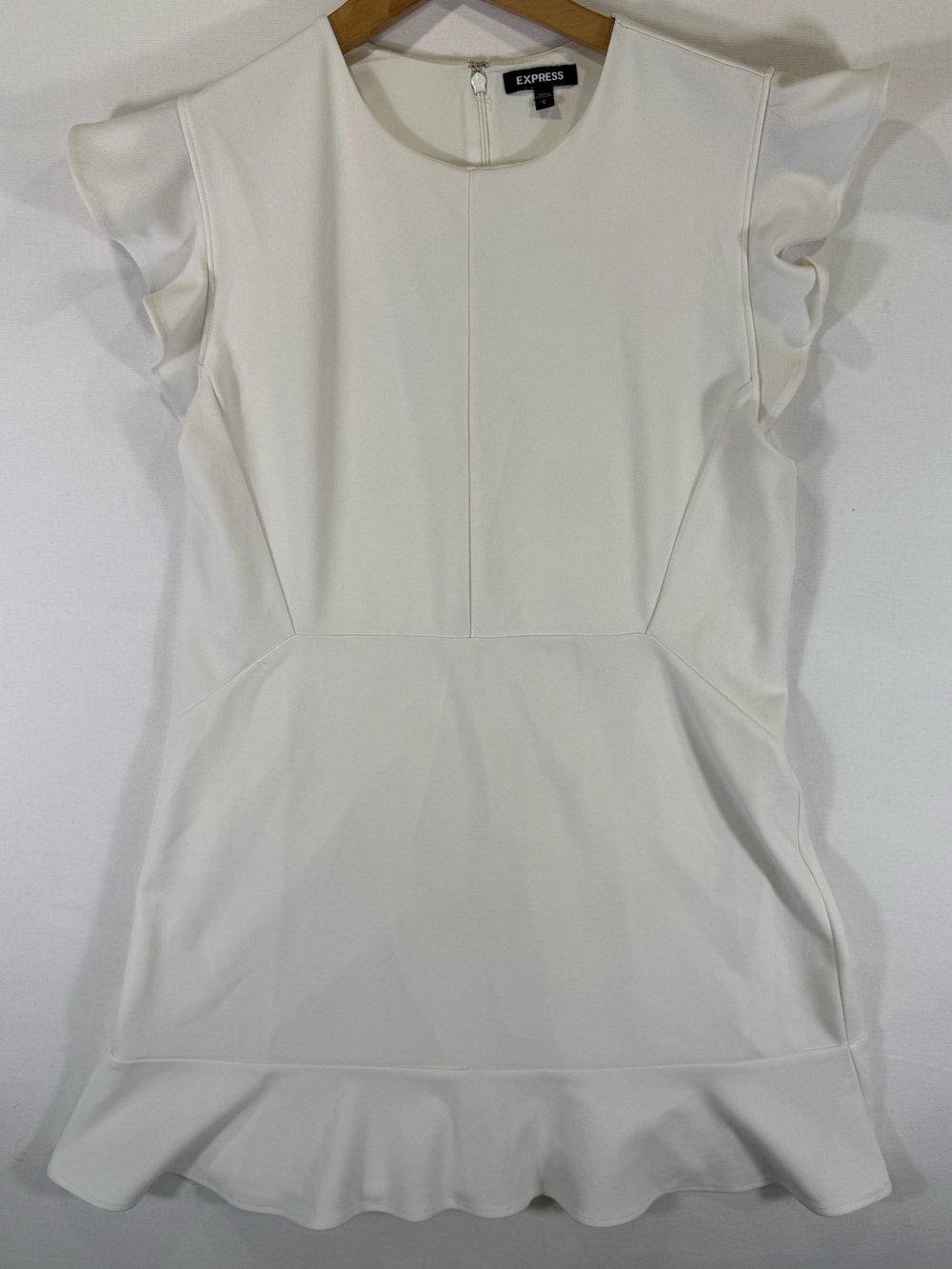 Express White Ruffle Sleeve Mini Dress